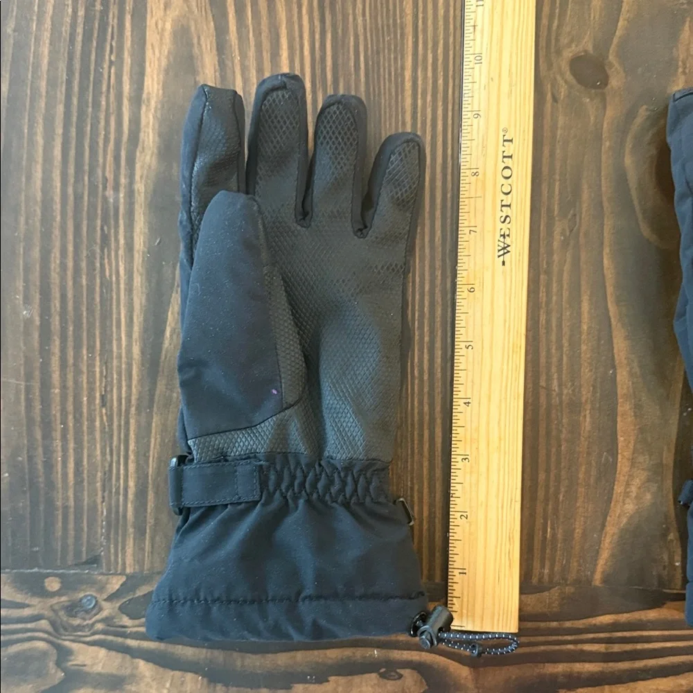 Kids Lands End Medium Black Winter Gloves Waterproof Snow